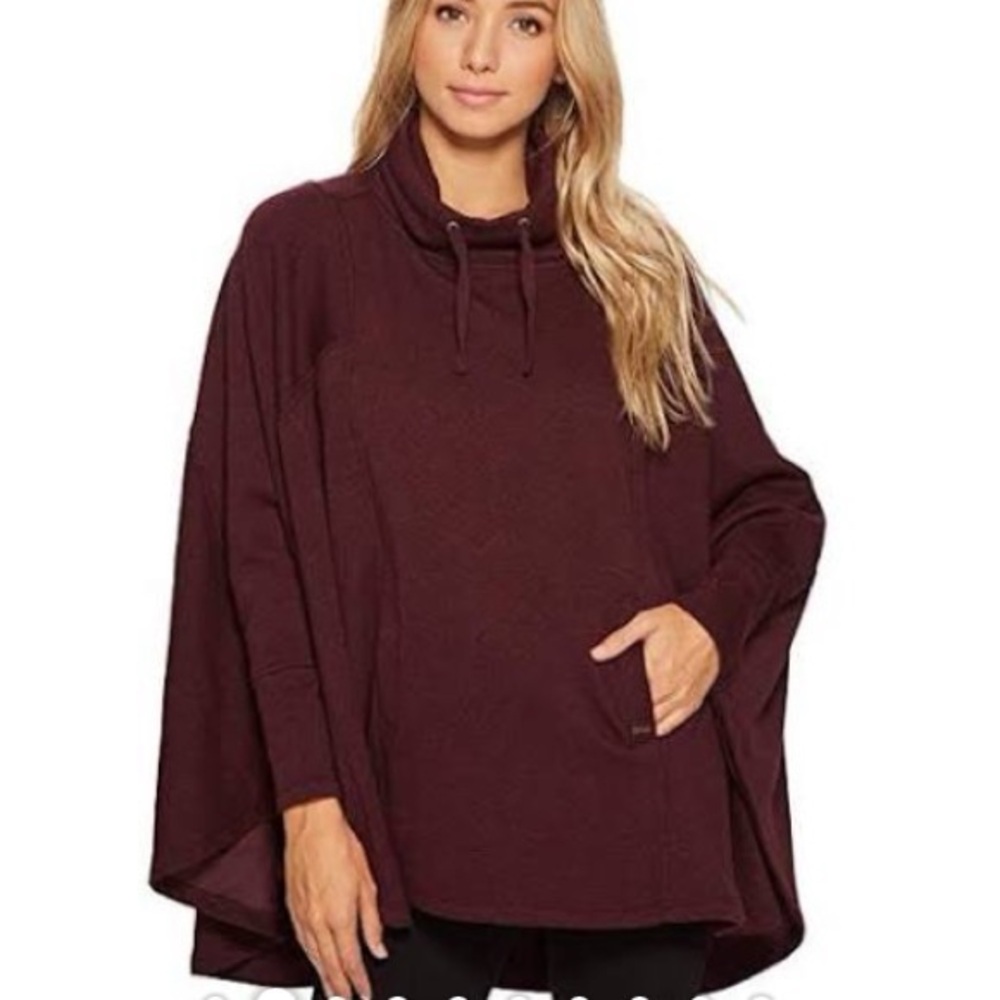 UGG Brown Poncho Sweater with Cowl Neck and Loose Sleeves